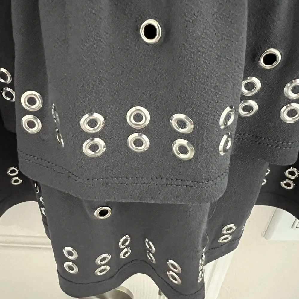Belldini blouse. Slate Grey with decorative silver grommets. - Picture 4 of 7